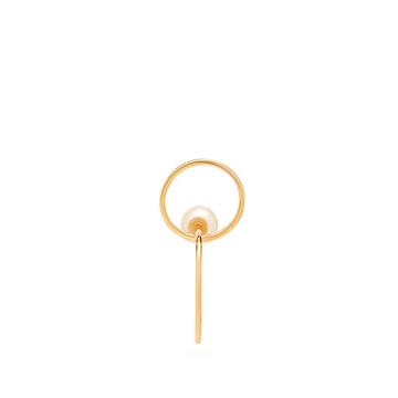 Yellow-gold & pearl twin-hoop earring