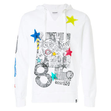 graffiti and star print hoody