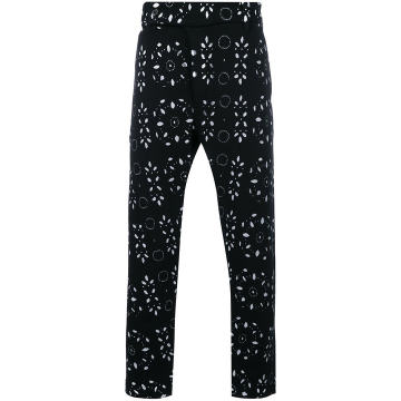 mixed print relaxed trousers