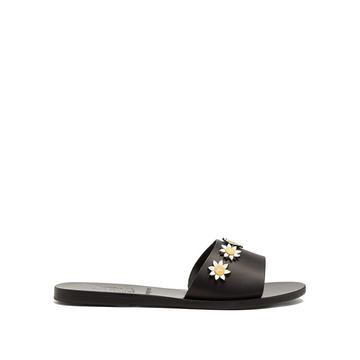 Paola daisy-embellished leather slides