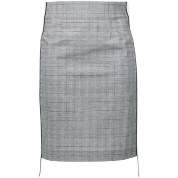 side logo checked pencil skirt