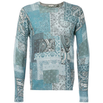 paisley print patchwork sweater