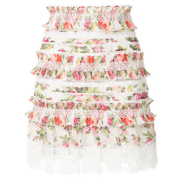 watermelon bouquet ruffled mini skirt