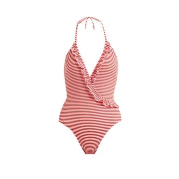 The Nadine ruffle-detail halterneck swimsuit