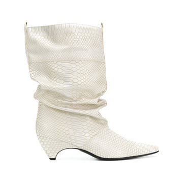 snake-effect pointed boots