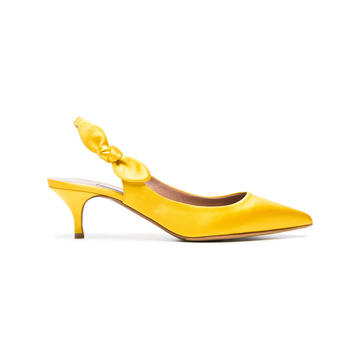 Yellow Rise 50 satin slingback pumps