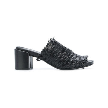 woven block-heel mules