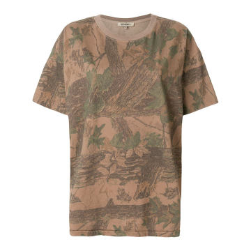 leaf print oversized T-shirt