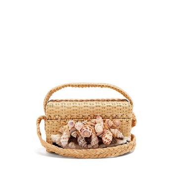 Iris seashell-embellished straw box bag