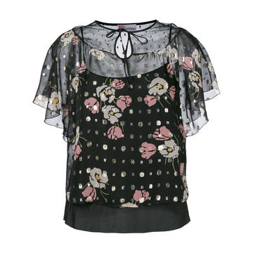 sheer floral blouse