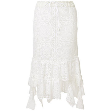 lace asymmetric hem skirt