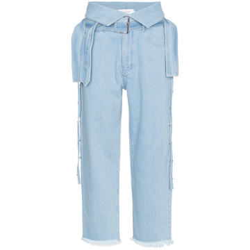 Belted Raw Hem Jeans