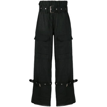 buckled wide leg trousers