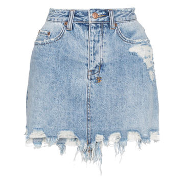 high waisted ripped denim mini skirt