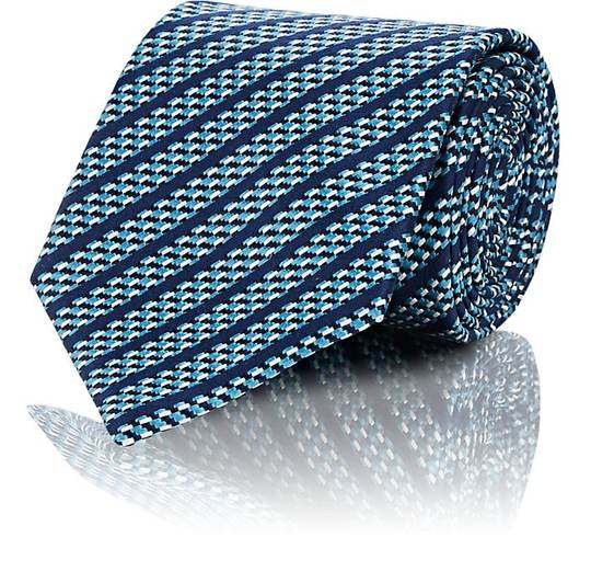 Striped Textured Silk Necktie展示图