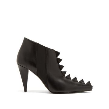 Zigzag-trim leather ankle boots