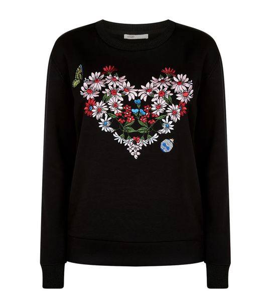 Flower Heart-Embroidered Sweatshirt展示图