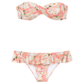 Babado floral bikini set