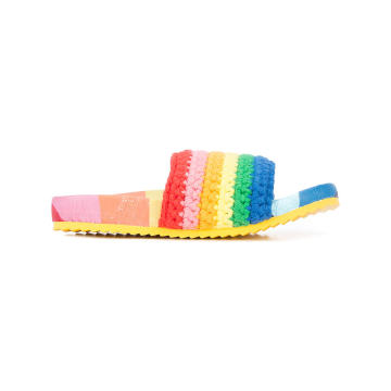 crochet rainbow slider sandals