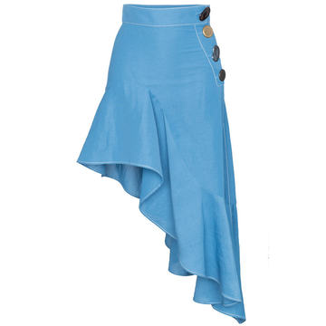 Asymmetric midi linen skirt