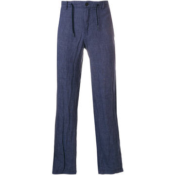 drawstring-waist straight-leg trousers