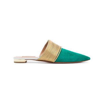 Green Rendez Vous Leather Flat Mules