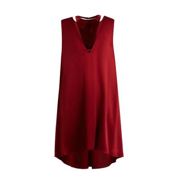 Velvet-panel satin dress