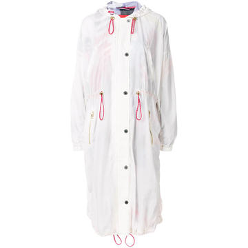 printed lining hooded raincoat