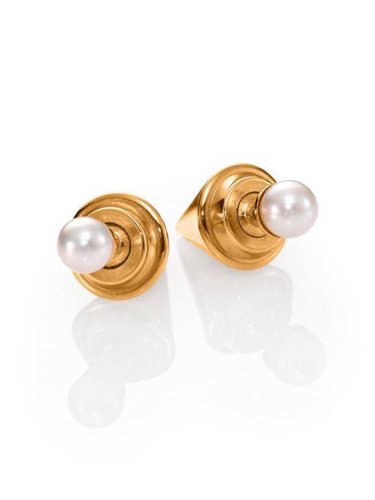 Double Titan 5MM White Pearl Two-Sided Earrings展示图