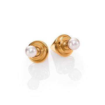 Double Titan 5MM White Pearl Two-Sided Earrings