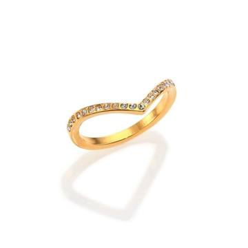 Crystal Ultra Mini V Ring/Goldtone