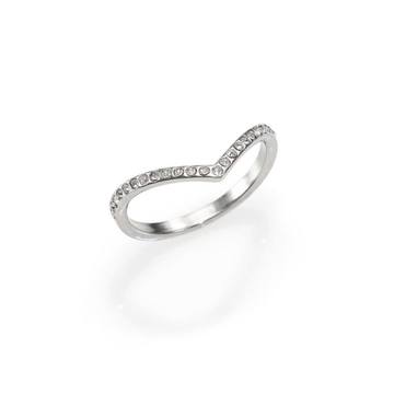 Crystal Ultra Mini V Ring/Silvertone