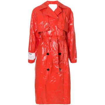buttoned up rain coat