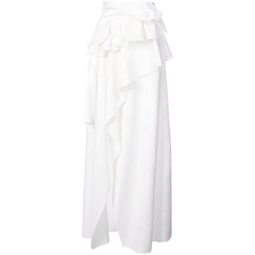 ruffle trim wrap maxi dress