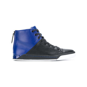 two-tone hi-top sneakers