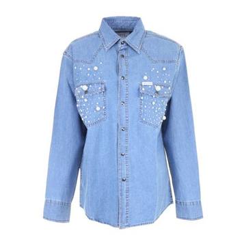 Denim Shirt With Pearls