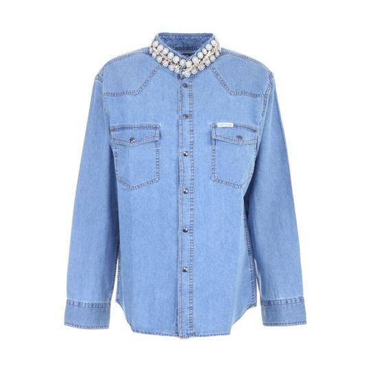 Denim Shirt With Pearls And Chains展示图