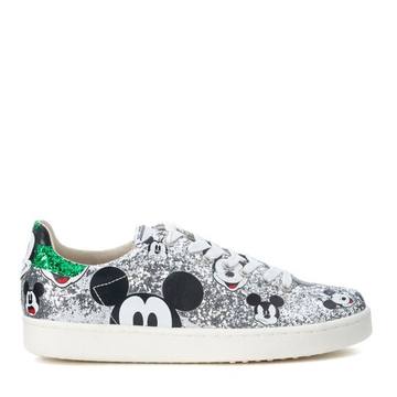 Sneaker Moa Micky Mouse In Glitter Argento