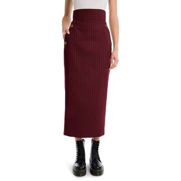 Full-Length Striped Pencil Skirt