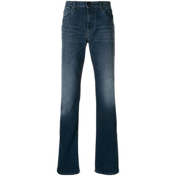 stretch mid-rise straight leg jeans