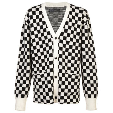 checked button cardigan