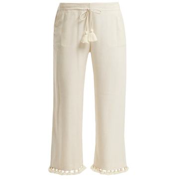 Felipe tassel-hem silk-blend trousers