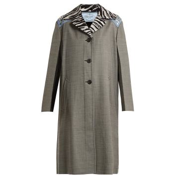 Contrast-collar wool-blend coat