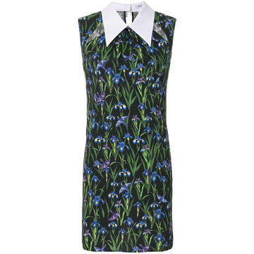 collared iris print shift dress