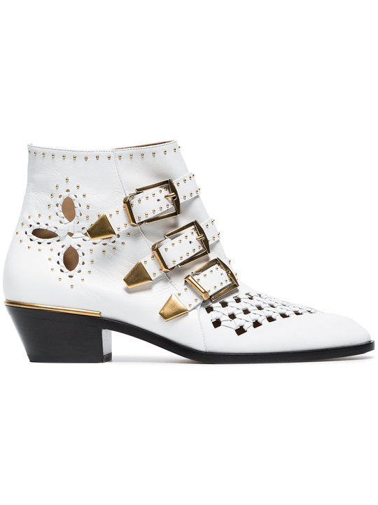 white Susanna 30 studded leather boots展示图