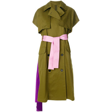 short-sleeve belted trench coat