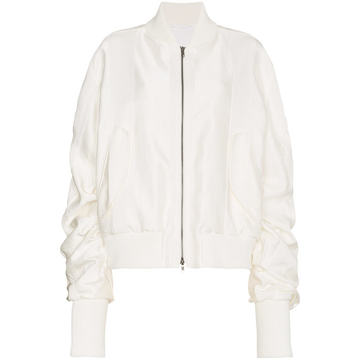 ruched cashmere cotton-blend bomber jacket