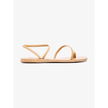 neutral Eleftheria flat leather sandals