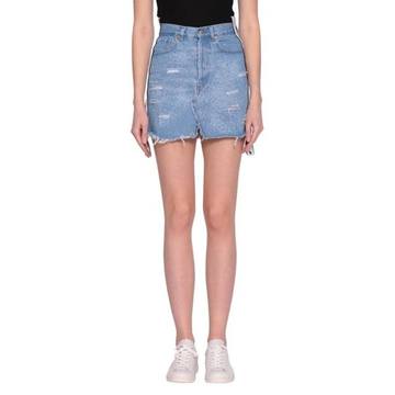 Forte Couture Cotton Denim Destryoed Skirt