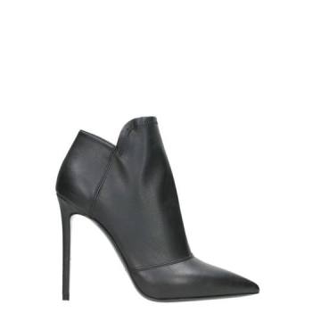 Grey Mer Black Leather Ankle Boots